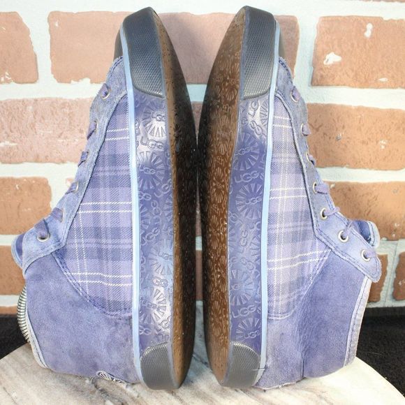 Ugg Shoes Womens Size 7.5 Sherpa Lined Athletic Plaid Sneakers Purple. - Picture 5 of 8